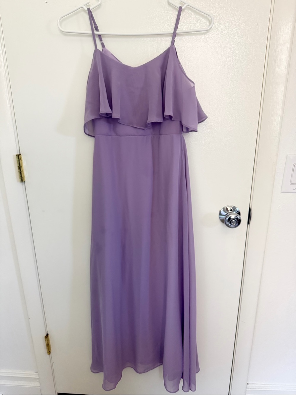 Birdy Grey Lavender Spaghetti-Strap Maxi Dress with Flutter Ruffle